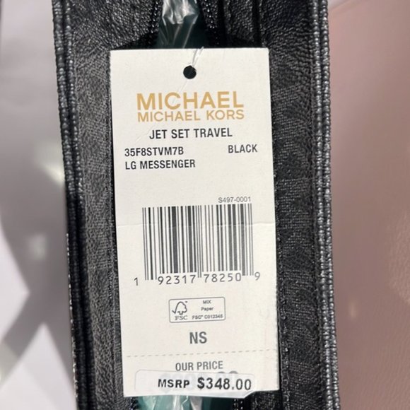 Michael Kors Jet Set Travel Large Messenger Crossbody Bag Black - Picture 6 of 16